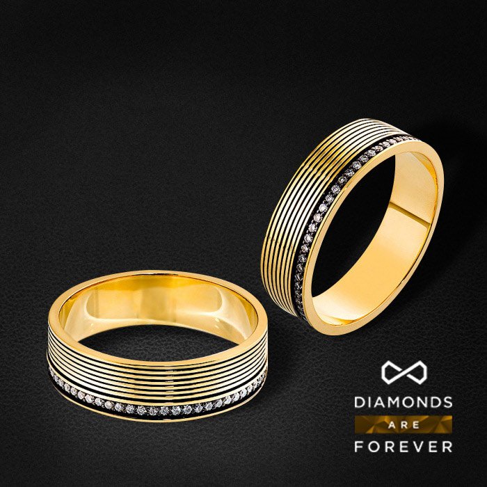 Мужское кольцо с бриллиантами в желтом золоте 585 пробы (арт. 33164)