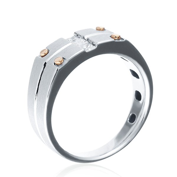 Мужское кольцо с бриллиантами из белого золота 585 пробы (арт. 40329)