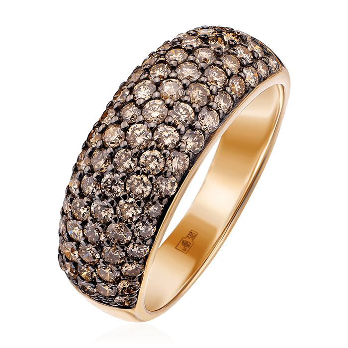 Кольцо с бриллиантами из желтого золота 585 (арт. 75220)