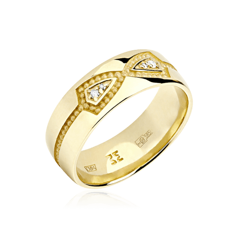 Обручальное кольцо с бриллиантами из желтого золота 585 пробы (арт. 65909)