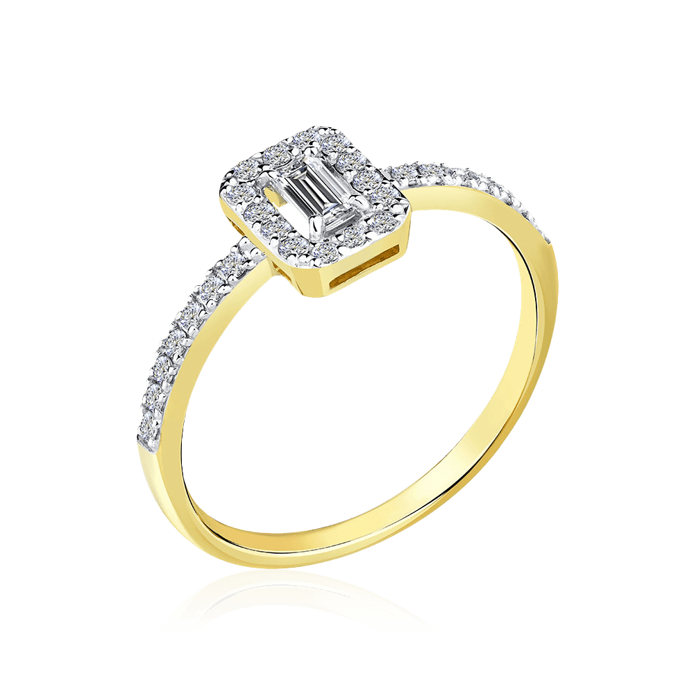 Кольцо с бриллиантами из желтого золота 585 пробы (арт. 102819)
