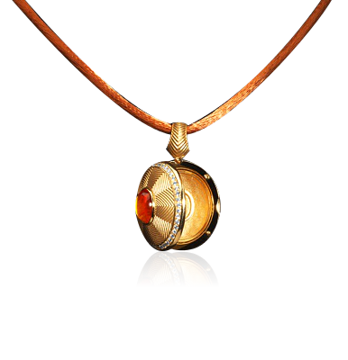 Кулон медальон со спессартином и бриллиантами в желтом золоте 750 пробы из коллекции Pret-a-porter, фото № 2