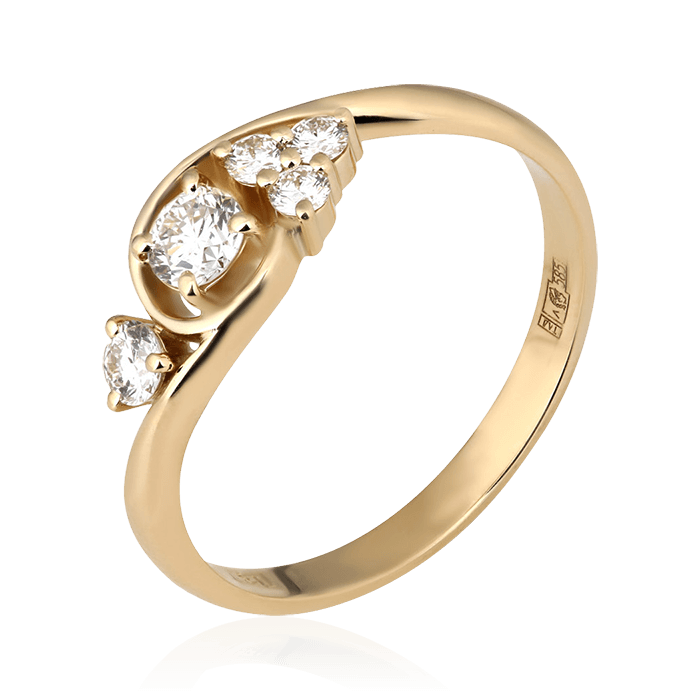 Кольцо с бриллиантами из желтого золота 585 (арт. 75702)