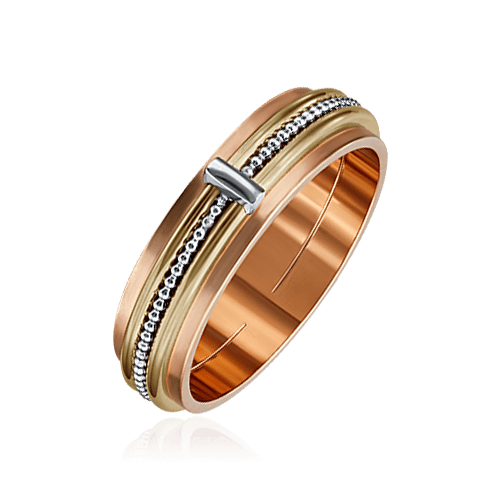 Обручальное кольцо без вставок из комбинированного золота 585 пробы (арт. 83299)