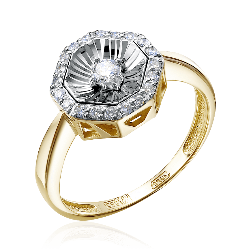 Кольцо с бриллиантами из комбинированного золота 585 (арт. 85501)