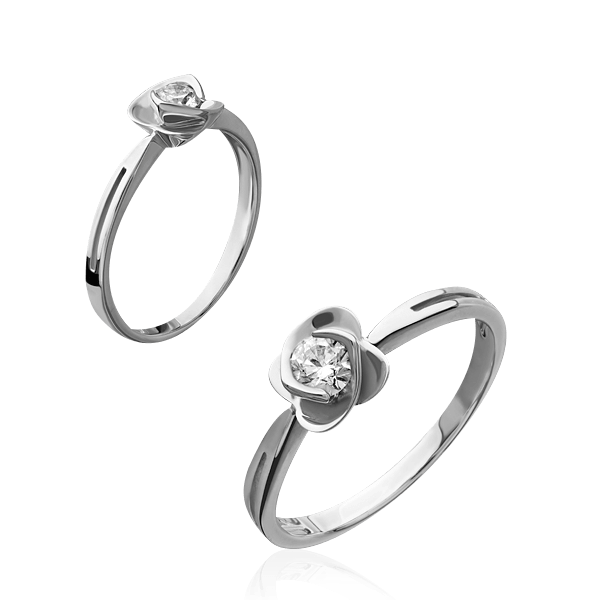Кольцо для помолвки с бриллиантами из белого золота 585, фото № 1