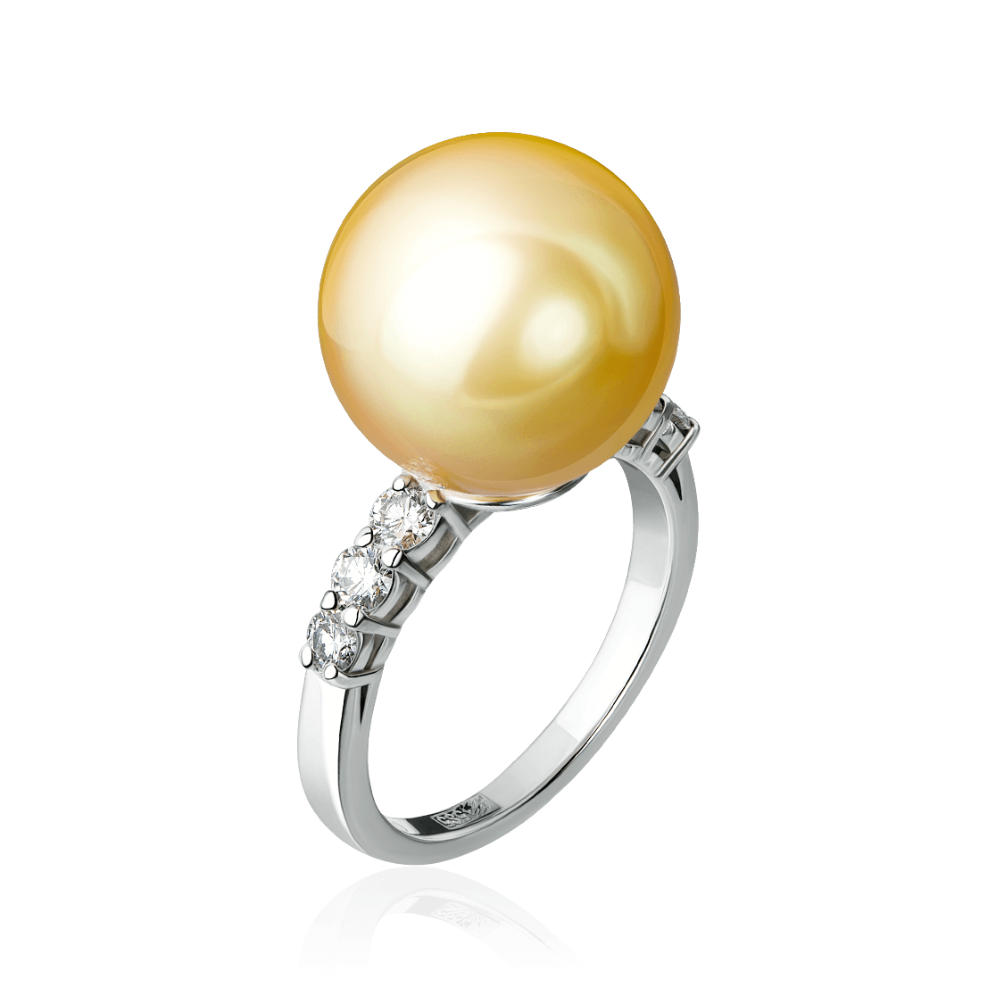 Кольцо с жемчугом, бриллиантами из белого золота 585 пробы (арт. 99493)