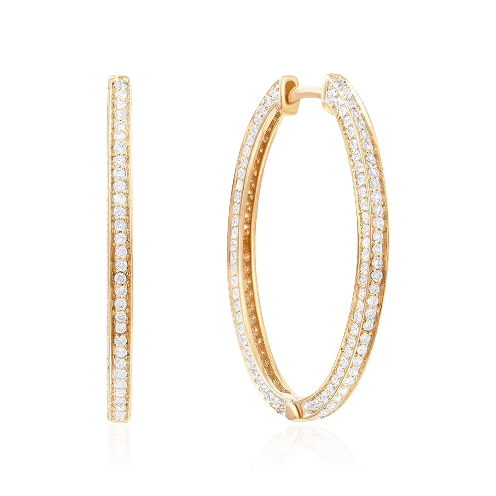 Серьги с бриллиантами из желтого золота 585 пробы (арт. 98969)