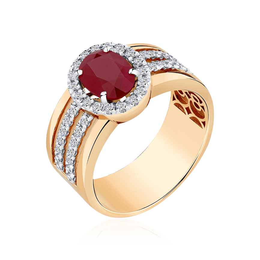 Кольцо с рубином, бриллиантами из красного золота 585 пробы (арт. 102855)