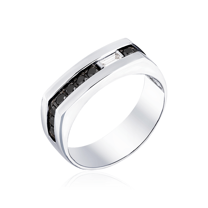 Мужское кольцо с бриллиантами из белого золота 585 пробы (арт. 59597)