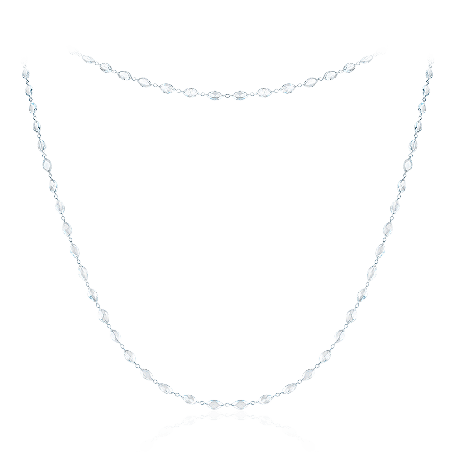 Бриолетовое колье-цепь с бриллиантами из белого золота 750 пробы (арт. 91530)