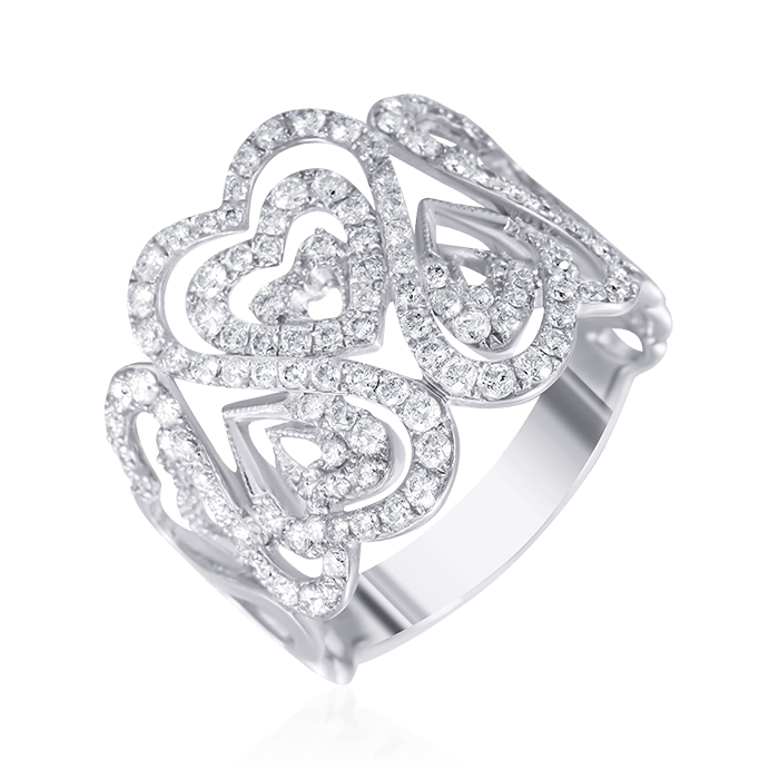 Кольцо Сердце с бриллиантами из белого золота 585 (арт. 52140)