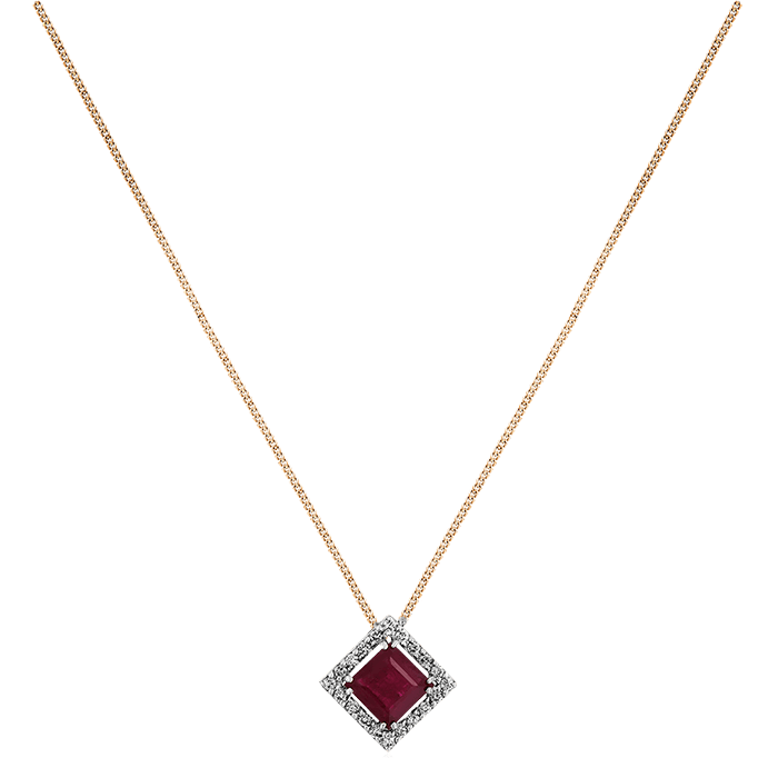 Колье с рубином, бриллиантами из красного золота 585 пробы (арт. 70606)