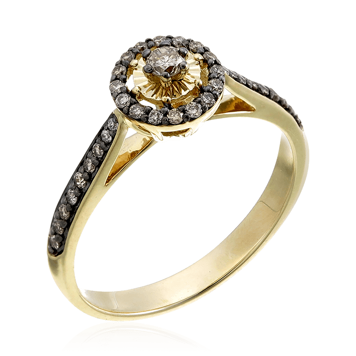 Кольцо с бриллиантами из желтого золота 585 (арт. 74849)