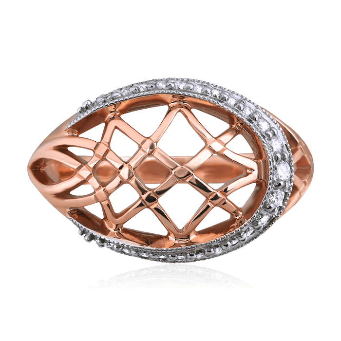 Кольцо с бриллиантами из красного золота 585 (арт. 75924)