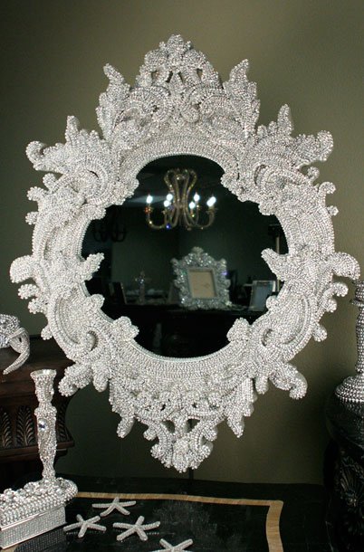 Зеркало B.B. SIMON с кристаллами сваровски и деревом, фото № 2