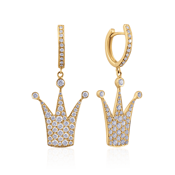 Серьги Короны c бриллиантами из желтого золота 585 пробы (арт. 48808)