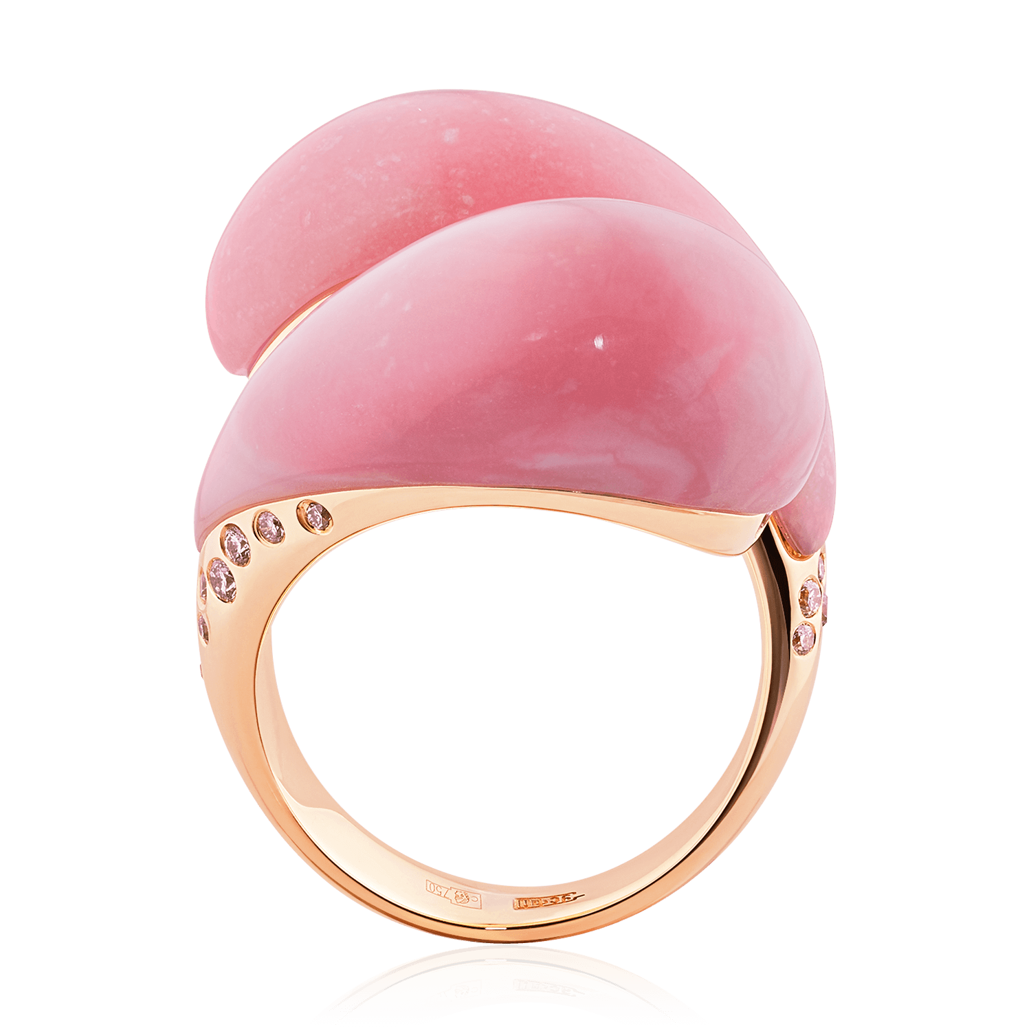Кольцо с опалом, бриллиантами из красного золота 585 пробы, фото № 4