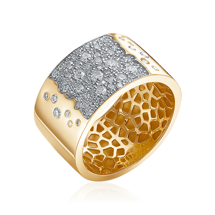 Кольцо с бриллиантами из желтого золота 585 пробы (арт. 98915)