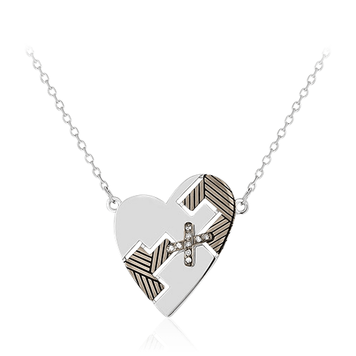 Колье в форме сердца с бриллиантами из белого золота 585 пробы, фото № 1