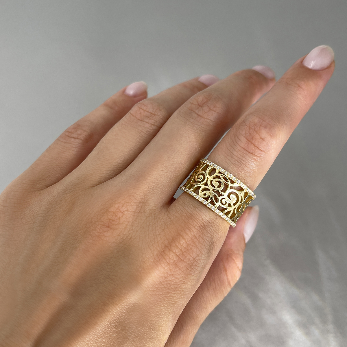 Кольцо с бриллиантами из желтого золота 585, фото № 5