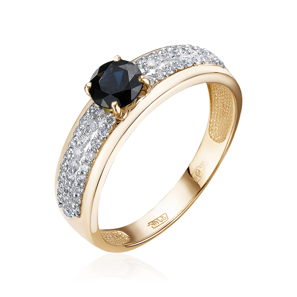 Кольцо с сапфиром, бриллиантами из комбинированного золота 585 пробы (арт. 96206)