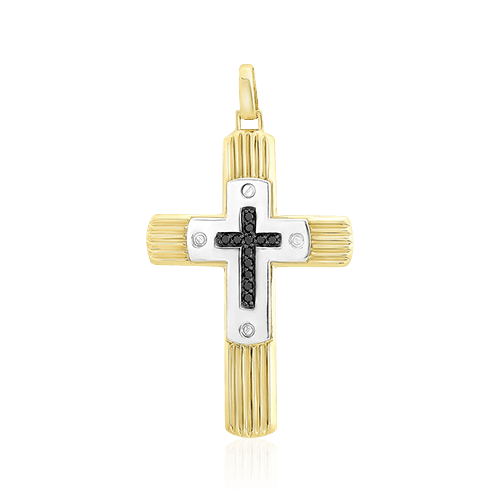 Крест с бриллиантами из желтого золота 585 пробы (арт. 64477)