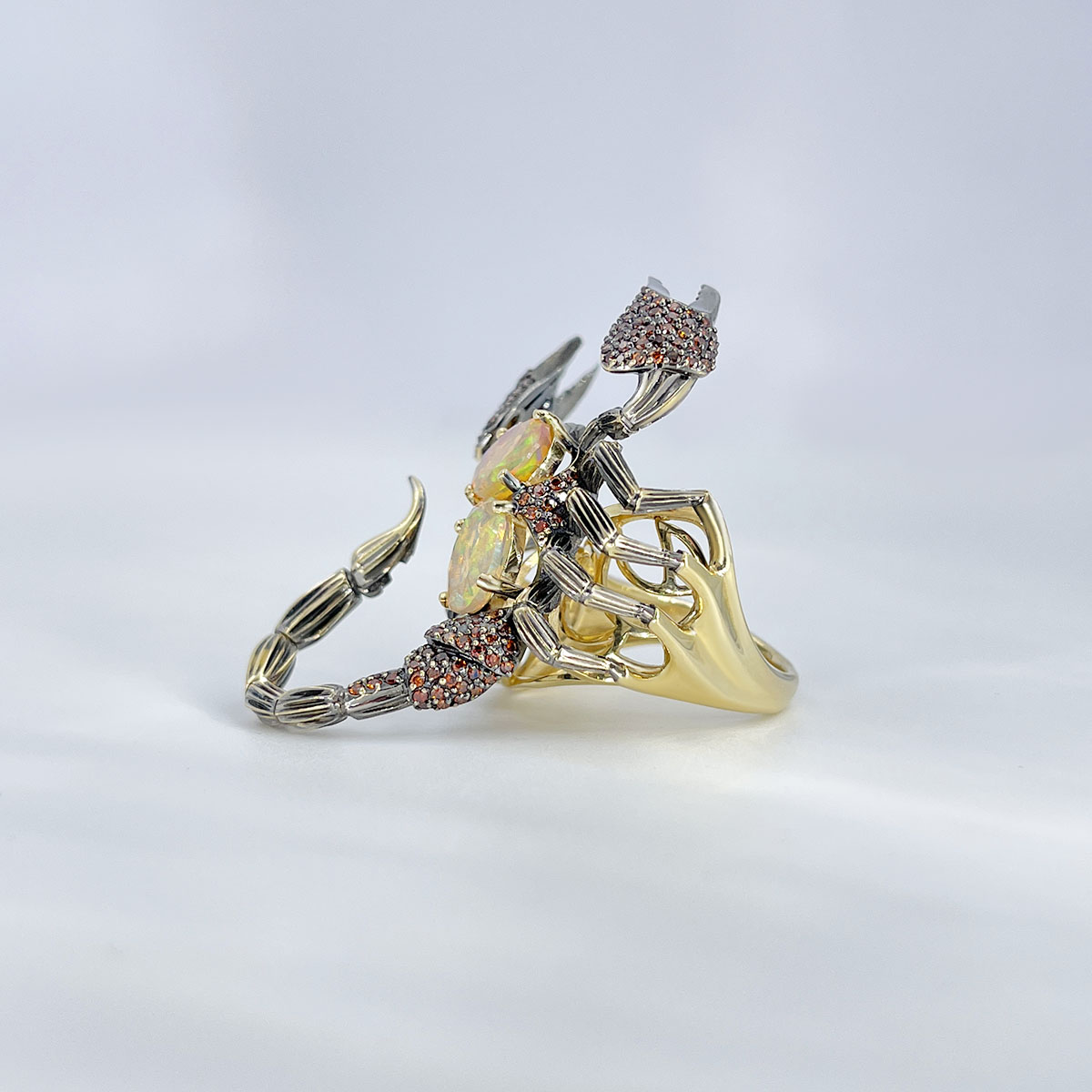 Кольцо Скорпион с опалом, бриллиантами из желтого золота 585 пробы, фото № 3