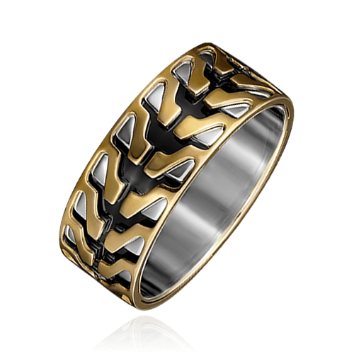 Мужское кольцо Протектор без вставок из комбинированного золота 585 пробы (арт. 83225)