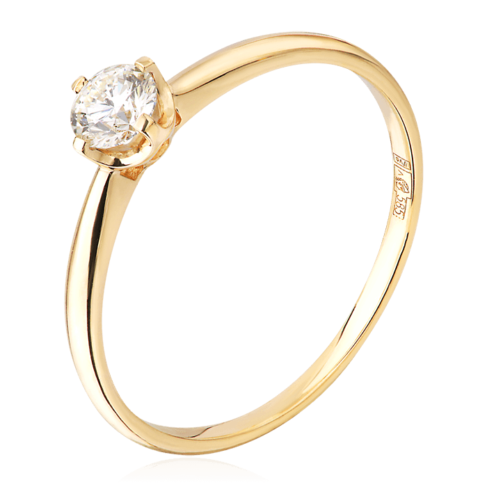Кольцо с 1 бриллиантом из желтого золота 585 (арт. 75779)