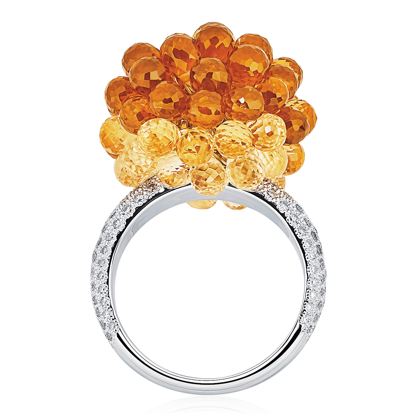 Кольцо с цитрином, бриллиантами из белого золота 585 пробы, фото № 3
