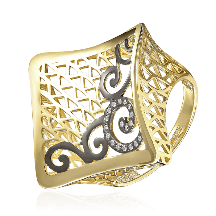 Кольцо с бриллиантами из желтого золота 585 (арт. 52396)