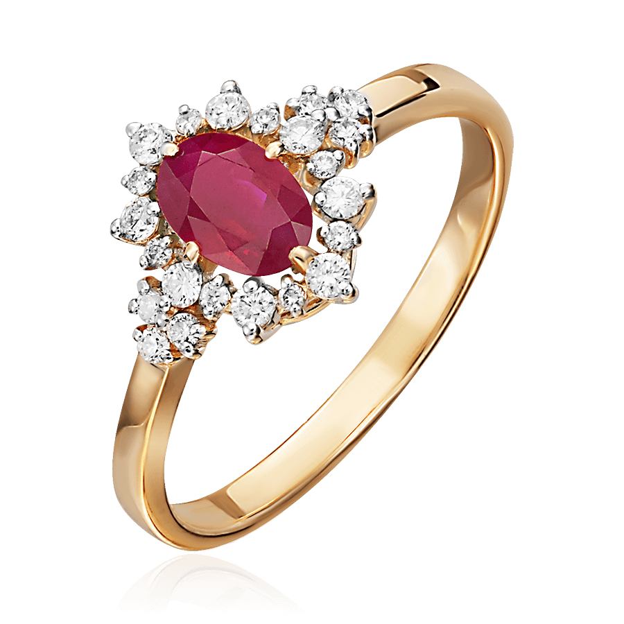 Кольцо с рубином, бриллиантами из красного золота 585 пробы (арт. 71741)
