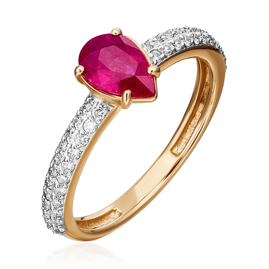 Кольцо с рубином, бриллиантами из красного золота 585 пробы (арт. 71664)