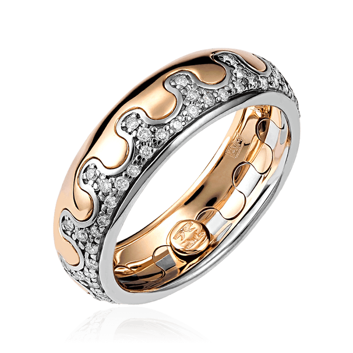 Кольцо с бриллиантами из комбинированного золота 585 пробы (арт. 80312)