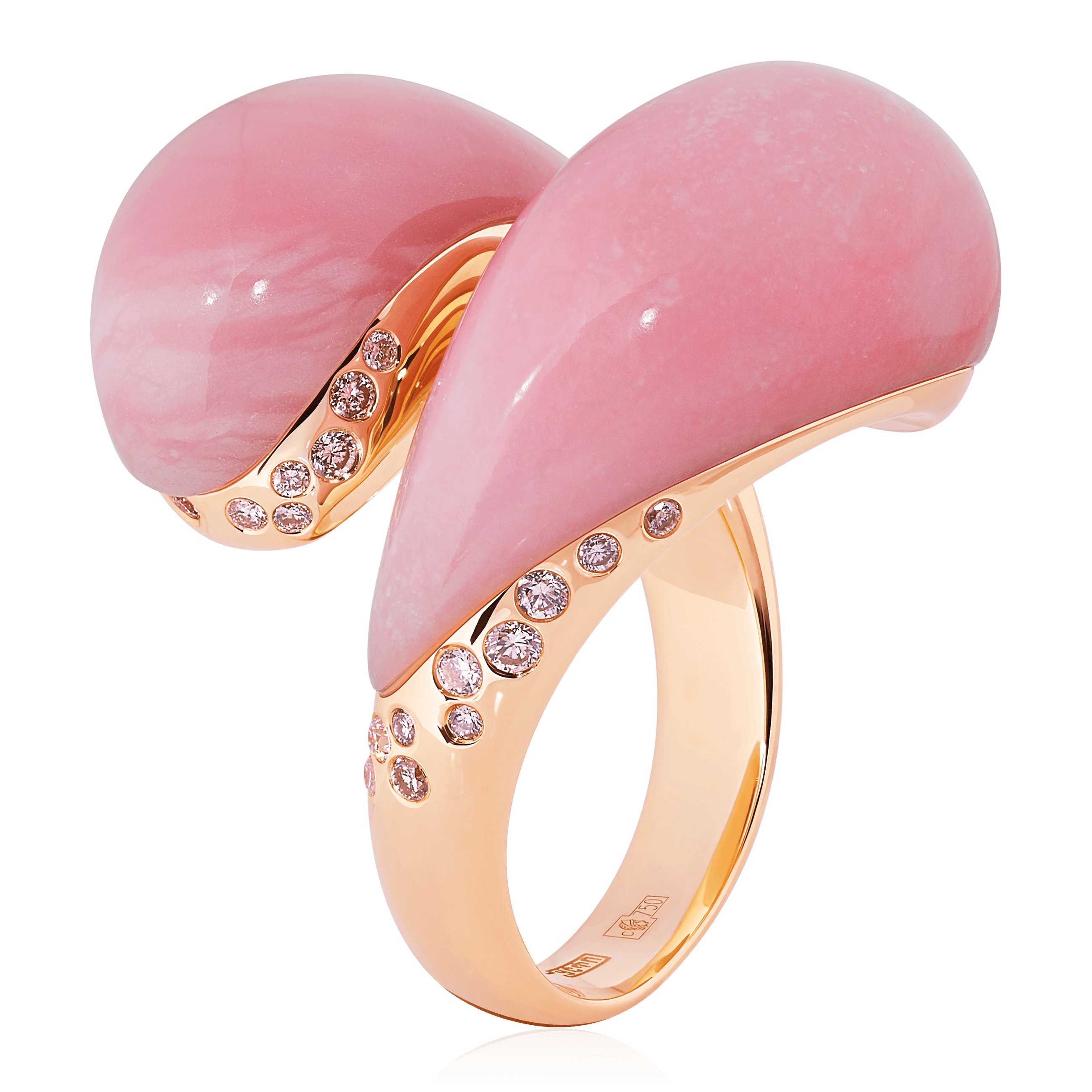 Кольцо с опалом, бриллиантами из красного золота 585 пробы, фото № 1