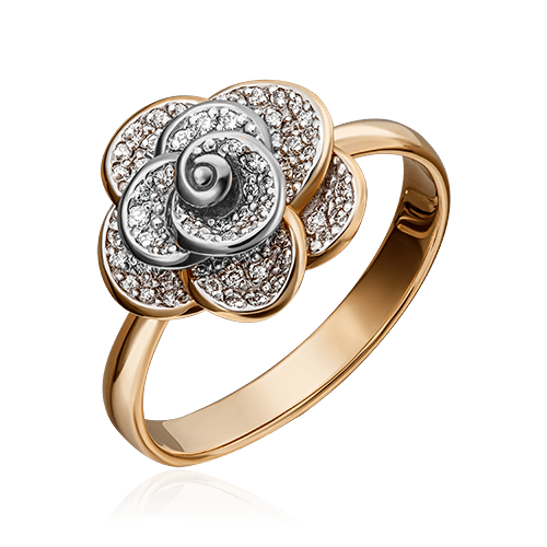 Кольцо в виде цветка с бриллиантами из красного золота 585 (арт. 78265)