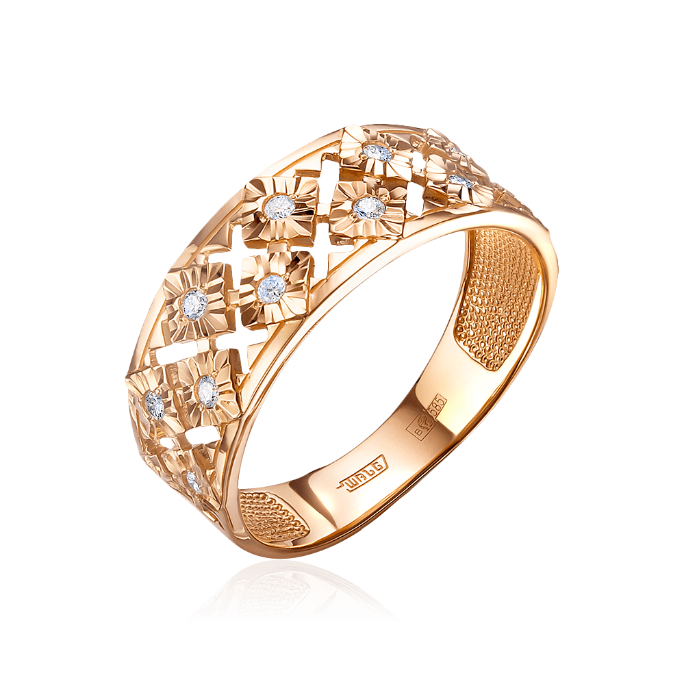 Кольцо с бриллиантами из красного золота 585 пробы (арт. 102305)