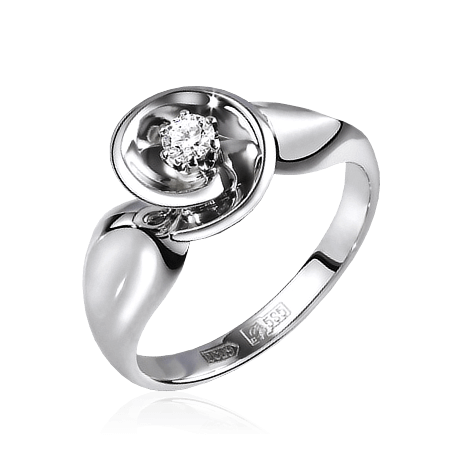 Кольцо из белого золота 585 с 1 бриллиантом, фото № 1