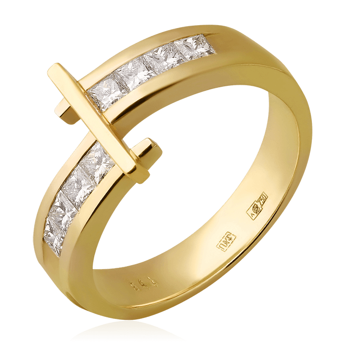 Кольцо с бриллиантами из желтого золота 750 (арт. 75610)