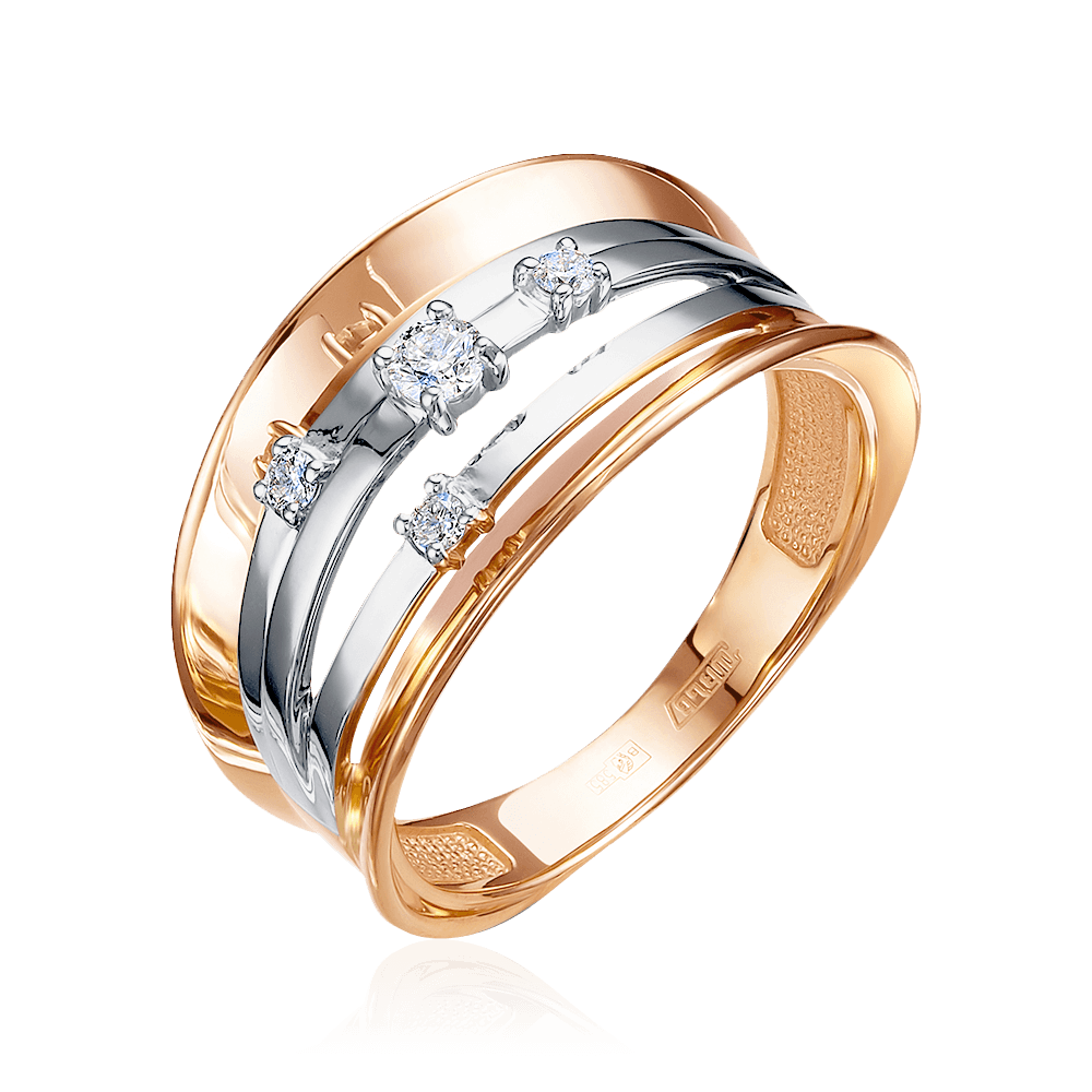 Кольцо с бриллиантами из комбинированного золота 585 пробы (арт. 102303)