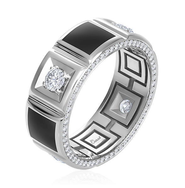 Мужское кольцо с керамикой, бриллиантами из белого золота 750 пробы, фото № 1