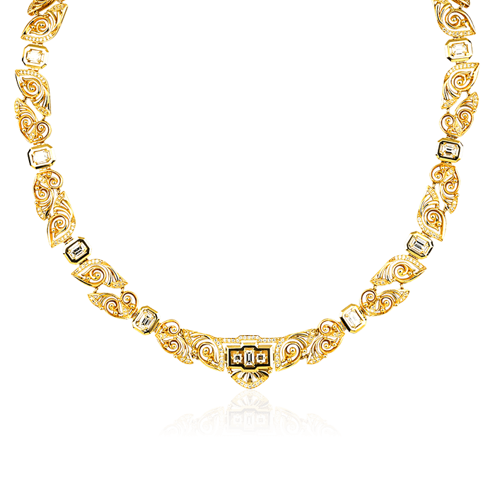 Колье с бриллиантами из желтого золота 750 пробы, фото № 2