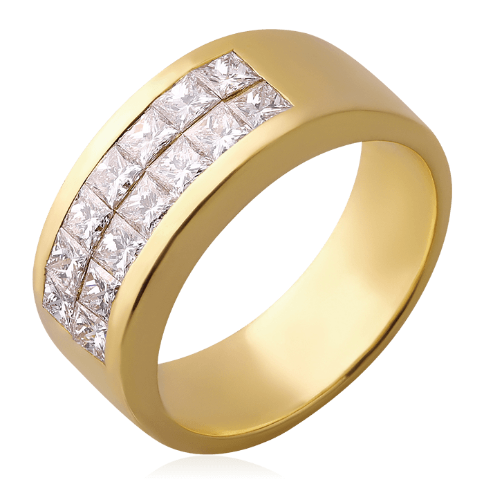 Кольцо с бриллиантами из желтого золота 750 пробы (арт. 75522)