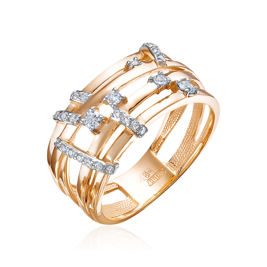 Кольцо с бриллиантами из комбинированного золота 585 пробы (арт. 101279)