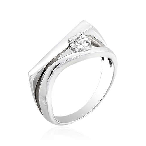 Кольцо с 1 бриллиантом из белого золота 585 (арт. 63097)