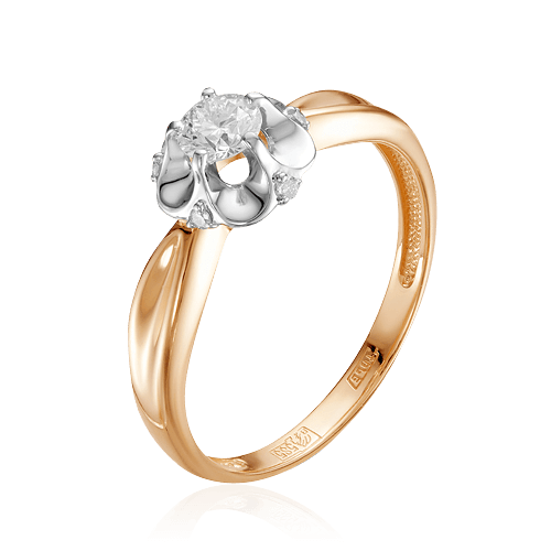 Кольцо с бриллиантами из комбинированного золота 585, фото № 1