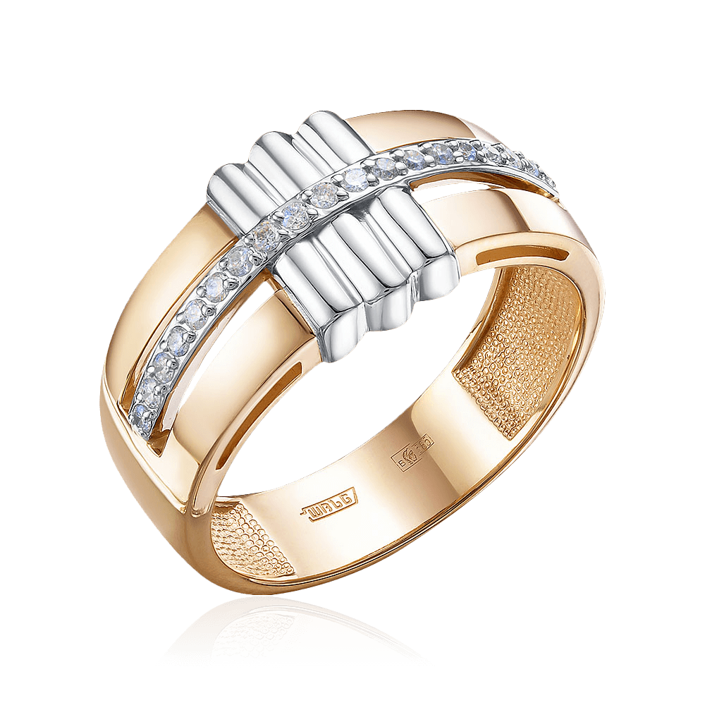 Кольцо с бриллиантами из комбинированного золота 585 пробы (арт. 97574)