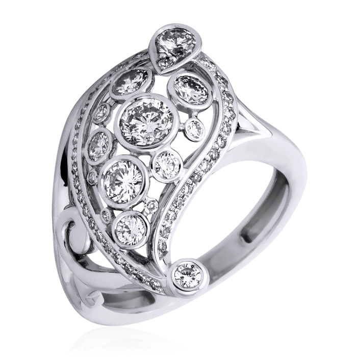 Кольцо с бриллиантами из белого золота 750, фото № 2