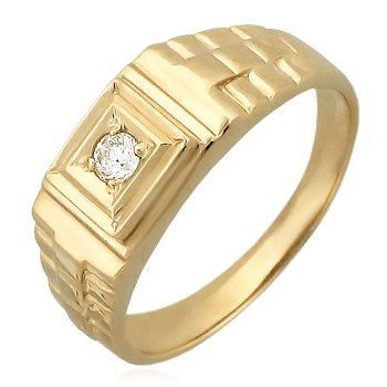 Мужское кольцо с бриллиантами из красного золота 585 пробы (арт. 12771)